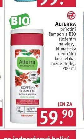 Alterra přírodní šampon s BIO složením na vlasy, různé druhy, 200 ml