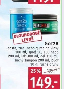 Got2b pasta, tmel nebo guma na vlasy