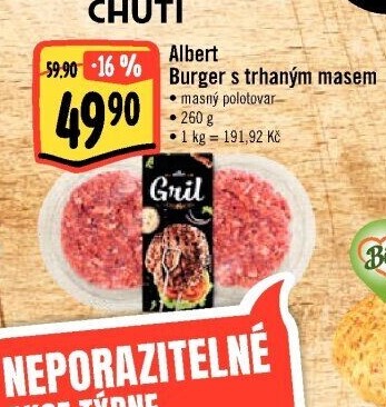 Burger s trhaným masem Albert Gril