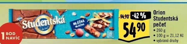 Čokoláda Studentská pečeť Orion