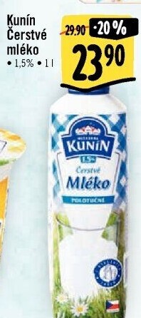 Mléko čerstvé Kunín - 1,5% polotučné