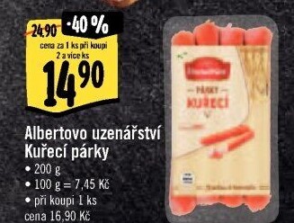 Párky kuřecí Albertovo uzenářství