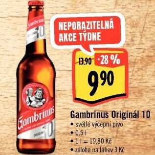 Pivo světlé výčepní Originál 10° Gambrinus