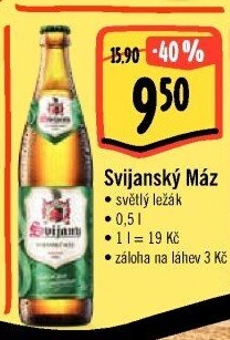 Pivo světlý ležák 11° Svijanský Máz Svijany