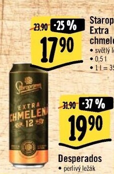 Pivo světlý ležák Extra chmelená 12° Staropramen