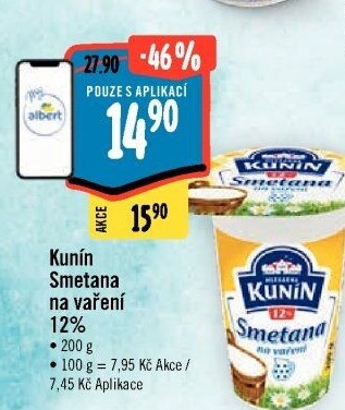 Smetana na vaření Kunín 12%