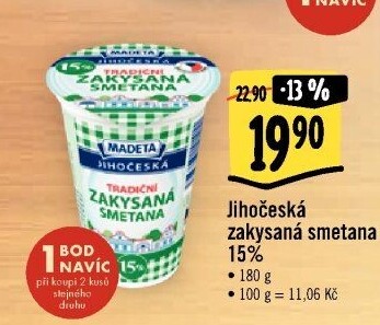 Smetana zakysaná Jihočeská Madeta 15%