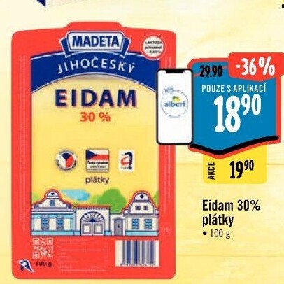Sýr Eidam Jihočeský 30% Madeta