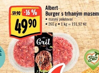 Burger s trhaným masem Albert Gril