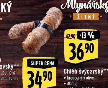 Chlebík švýcarský kroucený s olivami