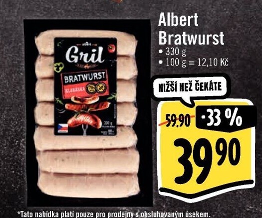 Grilovací klobása bratwurst Albert Gril