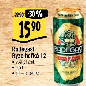 Pivo světlý ležák 12° Ryze hořká Radegast