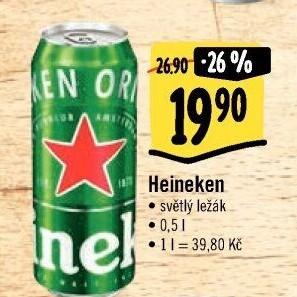 Pivo světlý ležák Heineken