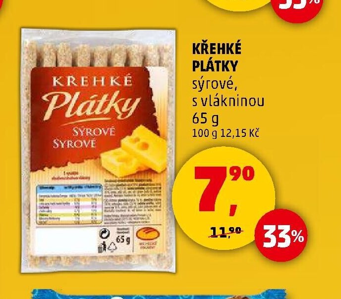 KŘEHKÉ PLÁTKY sýrové, s vlákninou 65 g