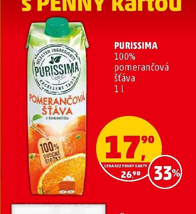 Purissima 100% pomerančová šťáva