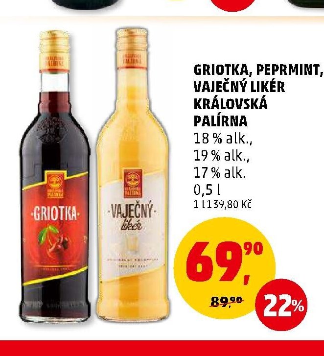 GRIOTKA, PEPRMINT, VAJEČNÝ LIKÉR KRÁLOVSKÁ PALÍRNA