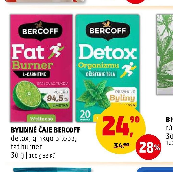 BYLINNÉ ČAJE BERCOFF detox, ginkgo biloba, fat burner 30 g