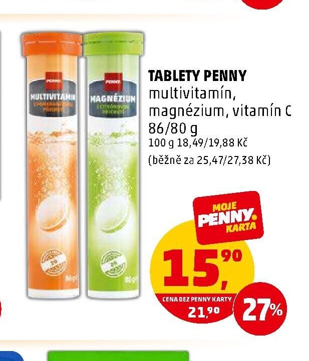 TABLETY PENNY multivitamín, magnézium, vitamín C 86/80 g