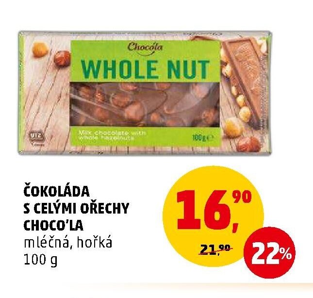Čokoláda s celými ořechy Choco'la