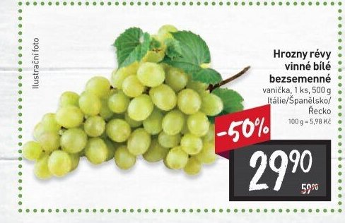 Hrozny révy vinné bílé bezsemenné