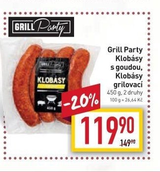 Grill Party Klobásy s goudou, Klobásy grilovací