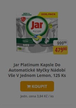Jar Platinum Kapsle Do Automatické Myčky Nádobí Vše V Jednom Lemon, 125 Ks