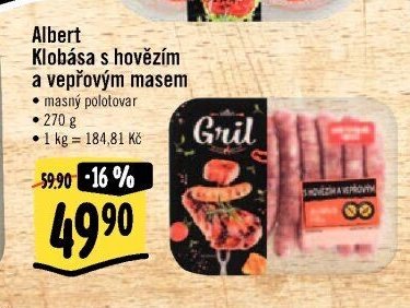 Albert Klobása s hovězím a vepřovým masem