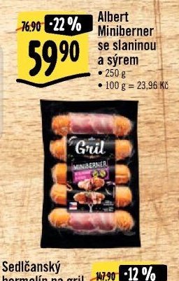 Albert Miniberner se slaninou a sýrem