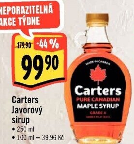Javorový sirup Carters