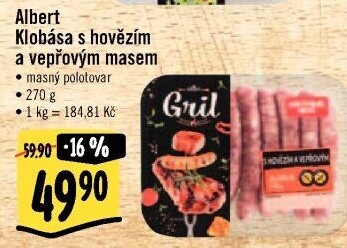 Klobása s vepřovým a hovězím masem Albert Gril