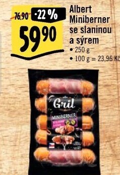 Miniberner se slaninou a sýrem Albert Gril