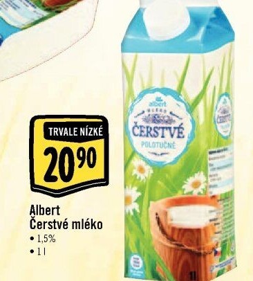 Mléko čerstvé Albert - 1,5% polotučné