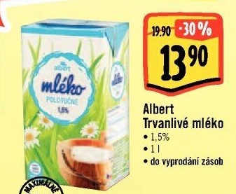 Mléko trvanlivé Albert - 1,5% polotučné