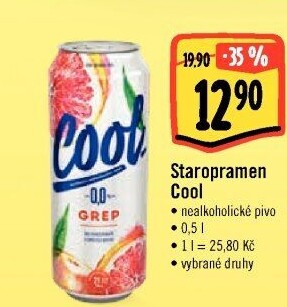 Nealkoholické pivo ochucené Staropramen Cool