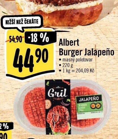 Hovězí burger Jalapeno Albert Gril
