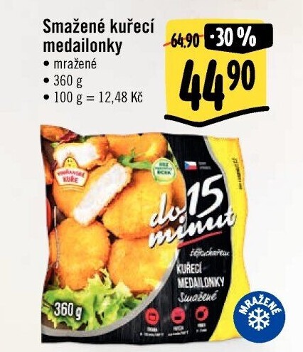 Medailonky kuřecí smažené mražené Vodňanské kuře