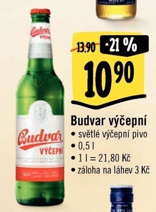 Pivo světlé výčepní Budweiser Budvar