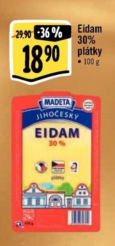 Sýr Eidam Jihočeský 30% Madeta