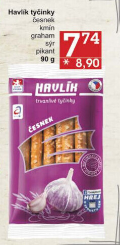 Tyčinky trvanlivé se sýrem a solí Havlík