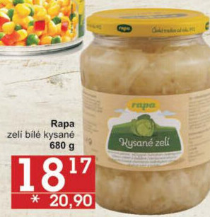 Zelí bílé kysané Rapa