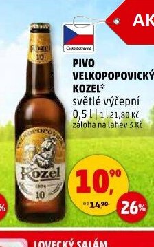 Pivo Velkopopovický Kozel světlé výčepní 0,5 l