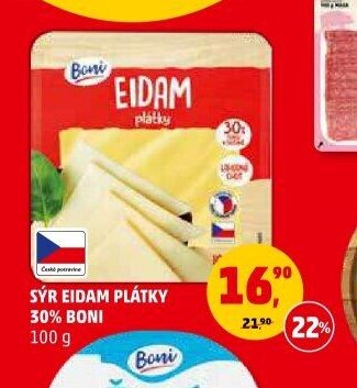 Sýr Eidam plátky 30% Boni 100 g
