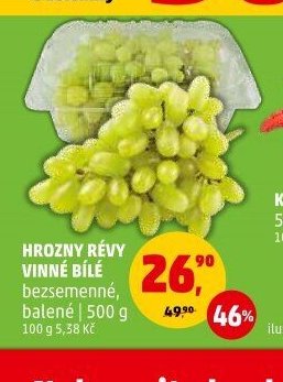 Hrozny révy vinné bílé bezsemenné 500 g