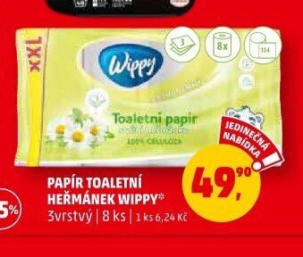 Papír toaletní Heřmánek Wippy 3vrstvý 8 ks