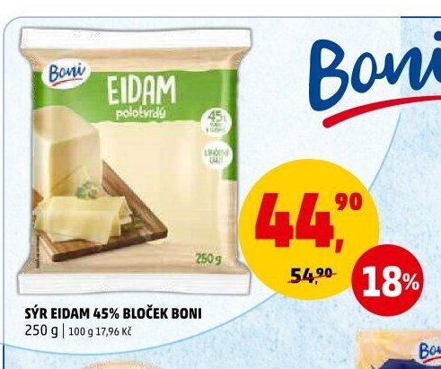 SÝR EIDAM 45% BLOČEK BONI 250 g