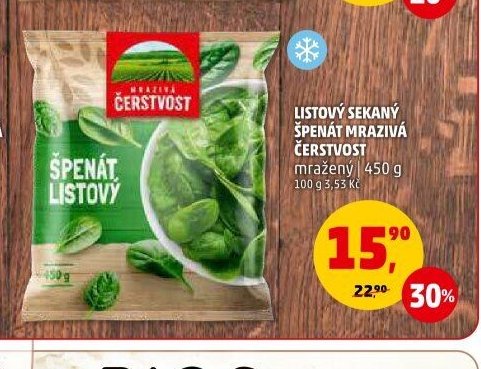Listový sekaný špenát mrazivý Čerstvost