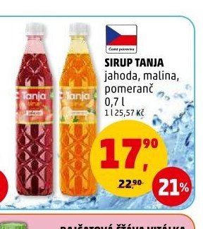 Sirup Tanja jahoda, malina, pomeranč