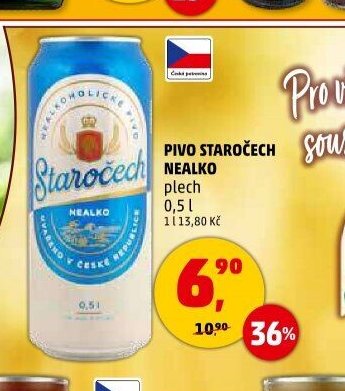 Pivo Staročech Nealko plech
