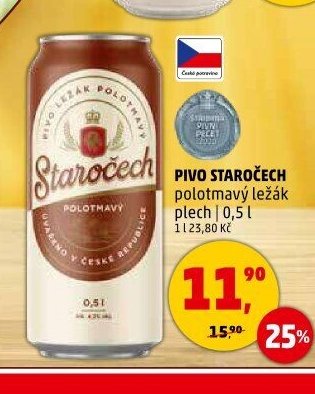 Pivo Staročech polotmavý ležák plech