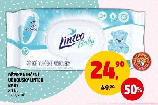 DĚTSKÉ VLHČENÉ UBROUSKY LINTEO BABY